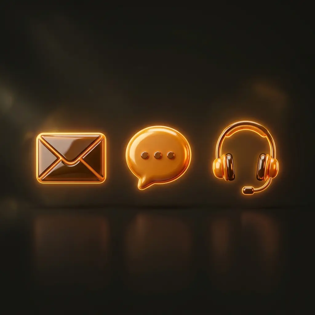 Email, chat and headset icons for Kirabet support